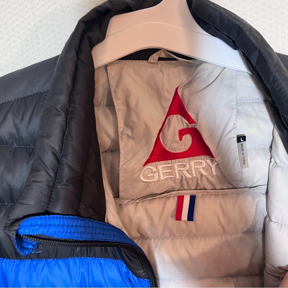 Gerry Men’s Down Puffer Jacket Blue & Black Colorblock - Size Large - Picture 2 of 7